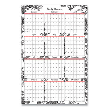 Blue Sky® Analeis Laminated Erasable Wall Calendar, Floral Artwork, 36 X 24, White-black-salmon Sheets, 12-month (jan To Dec): 2022 freeshipping - TVN Wholesale